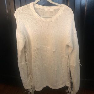 Cream fringe knit sweater